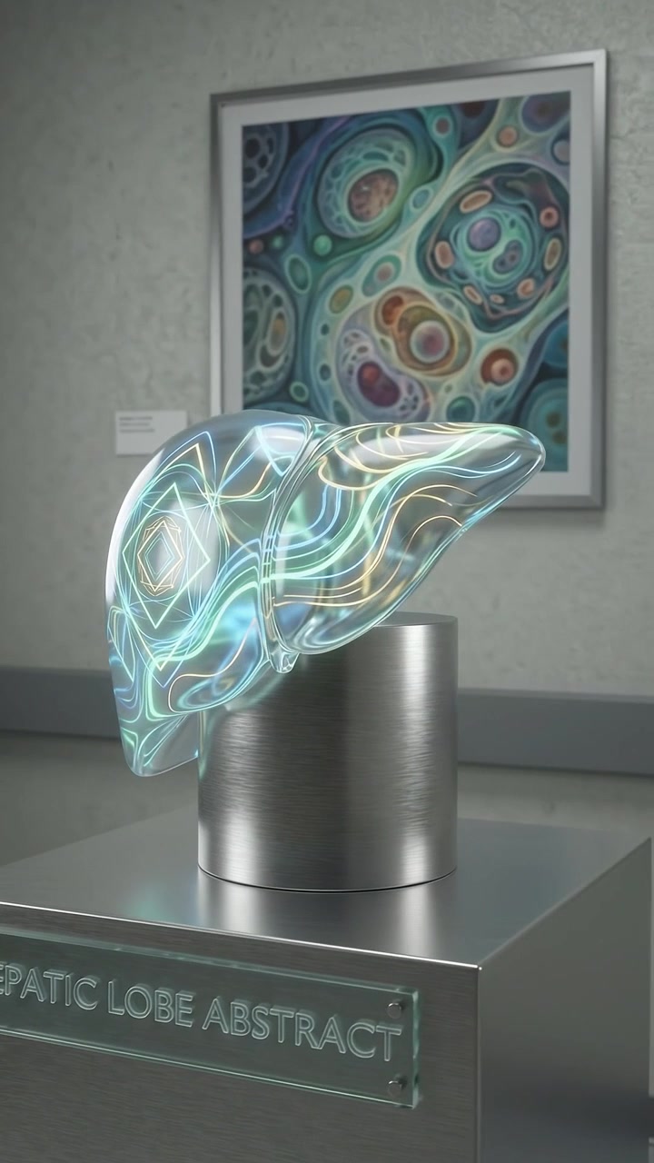 Parlayan Bir İnsan Karaciğer Modelinin Soyut 3D Render'ı