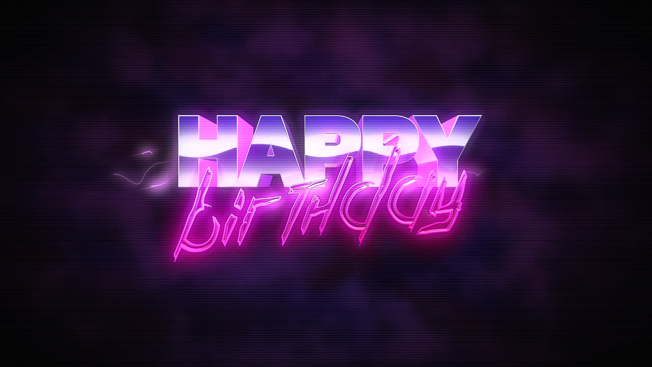 ネオンテキストとサンダーボルトでハッピーバースデー