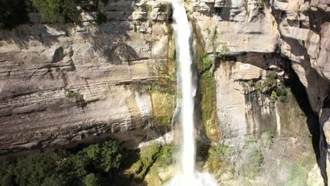 aerial views of the waterfall of sallent in the spanish pyrenees after the heavy rains
