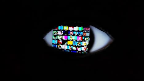 reflejo de una pantalla de computadora en un ojo