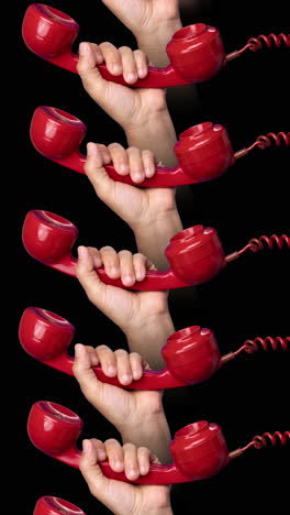 red-vintage-telephone-handsets-in-vertical