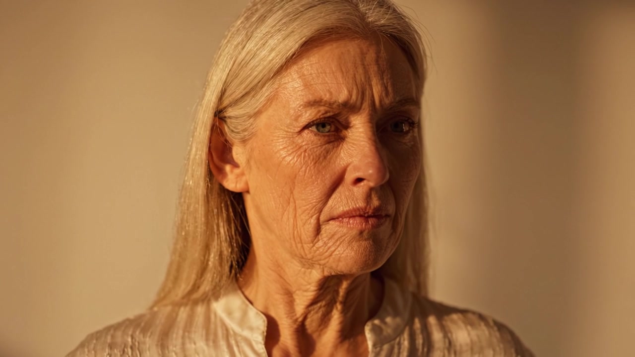 A Powerful, Captivating Portrait of a Senior Woman Expressing Wisdom, Resilience, and Complexity Through a Thoughtful Gaze in Soft Natural Lighting