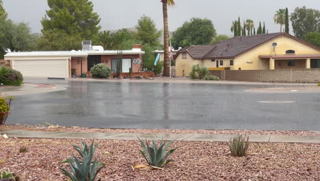 monsoon rain in green valley arizona residential neighborhood