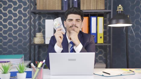 thoughtful businessman thinking about investing.