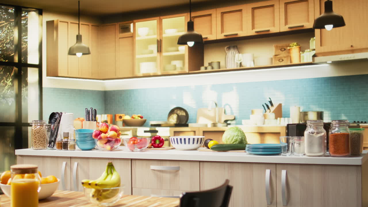 Kitchen scene with fresh produce