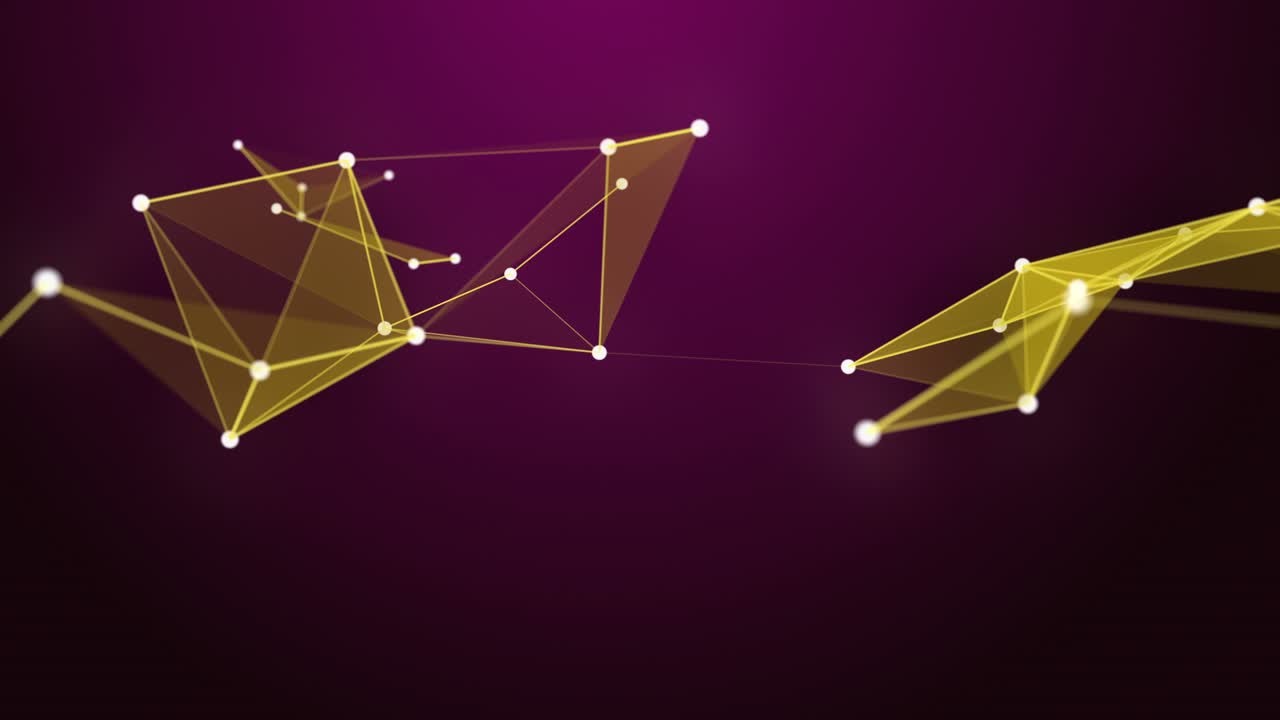 Futuristinen pleksus-animaatio hehkuvilla kolmioilla hidastettuna, 4096x2304 silmukka 4K