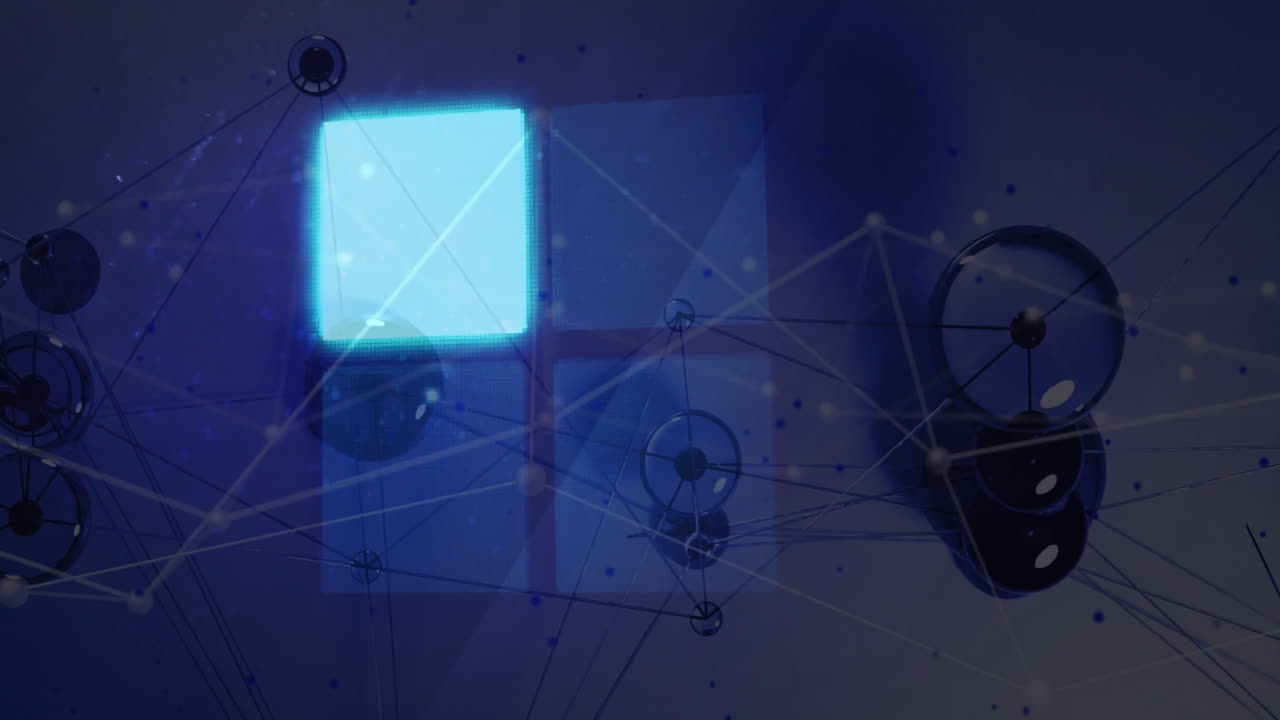 animación del procesamiento de datos digitales a través de redes de conexiones