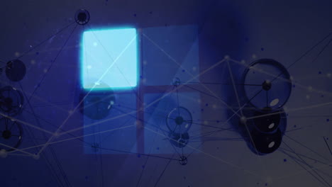 animación del procesamiento de datos digitales a través de redes de conexiones