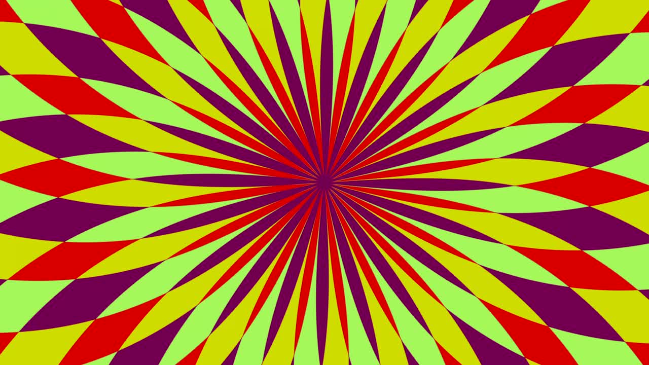 Spirale attorcigliata dai colori variegati, simile all'ipnosi, con effetto di rotazione.