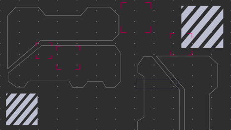 Geometric lines and dots pattern on black background