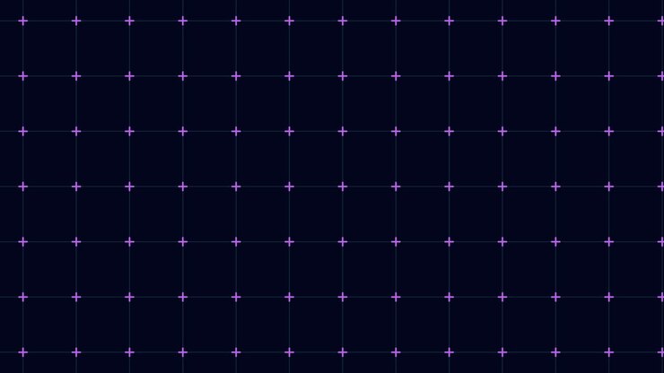 grille numérique avec des croix géométriques au néon en rangées