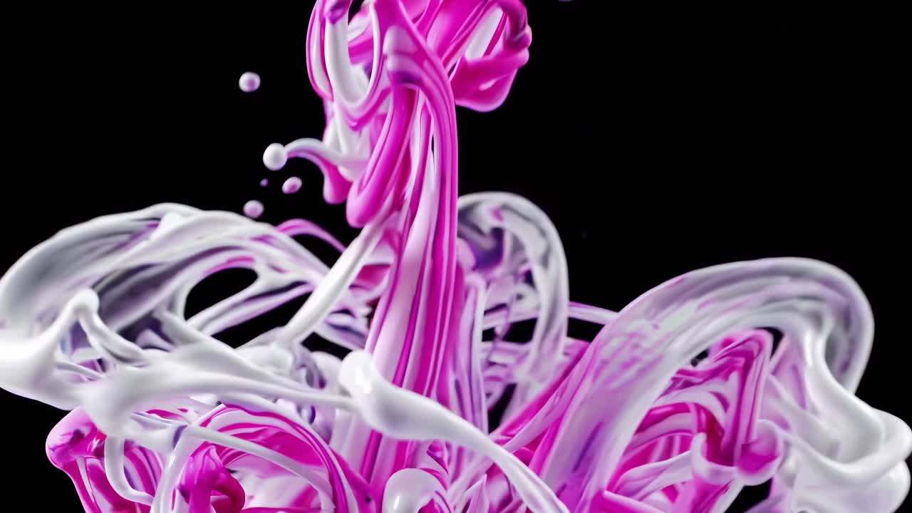 Video astratto di vernice rosa e bianca che vortica sott'acqua.