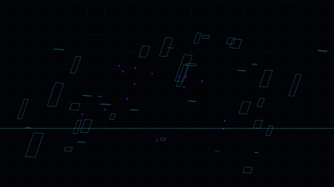 Abstract Digital Interface with Floating Geometric Rectangles and Particles