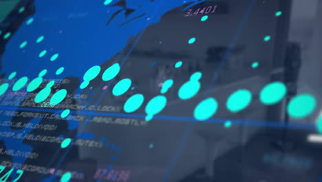 animación del procesamiento de datos financieros en una oficina vacía