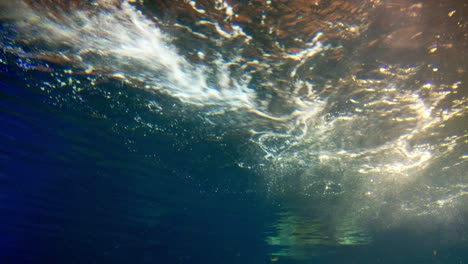 bottom view of a large stream of water in the river.