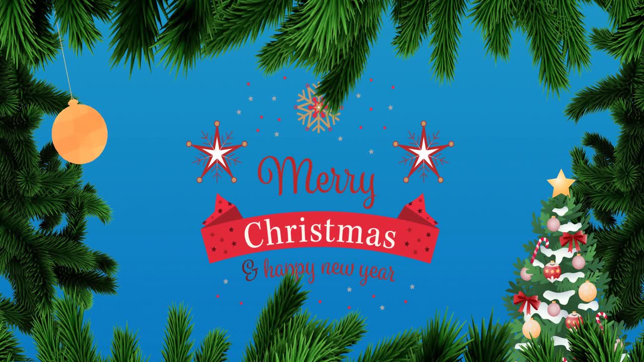 파란색 배경 에 있는 크리스마스 인사 의 애니메이션