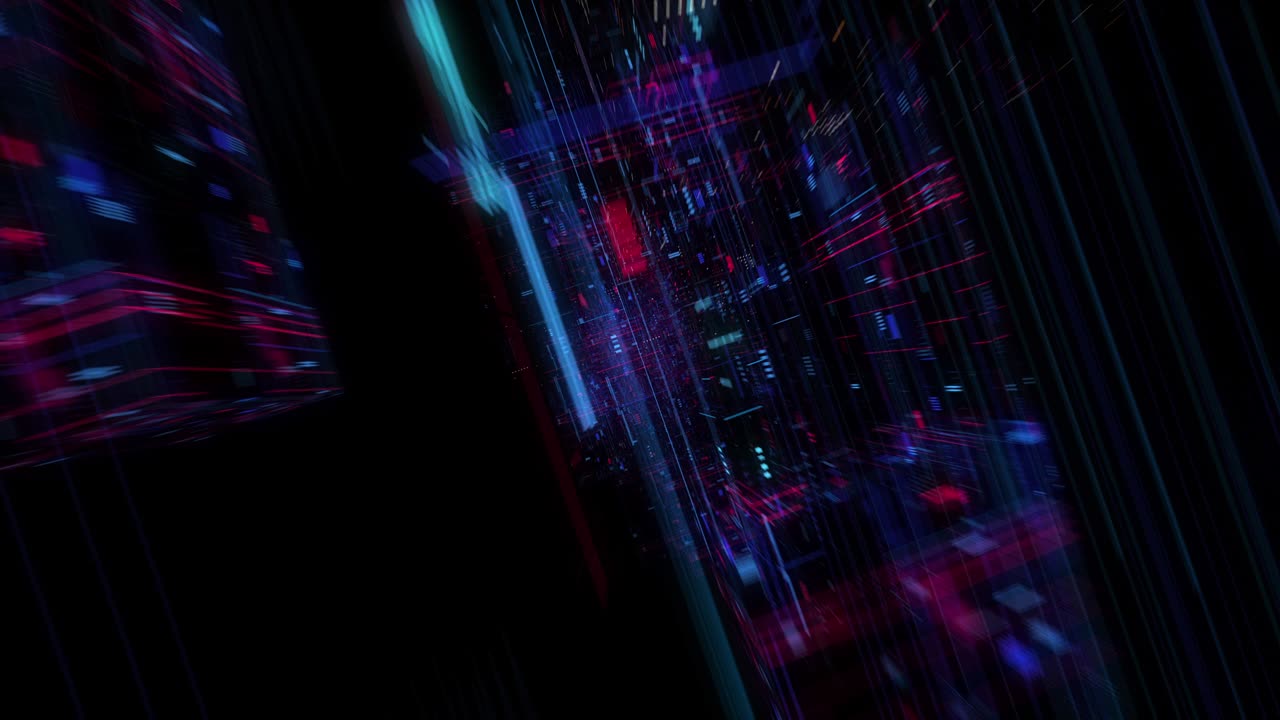 Abstract hologram 3D Big Data Digital City with futuristic matrix.