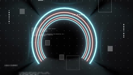animación del procesamiento de datos sobre el alcance sobre fondo negro