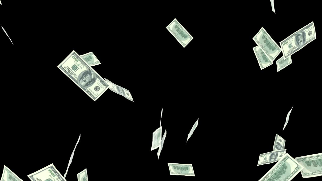 billetes cayendo hacia abajo - bucle de dólar y máscara