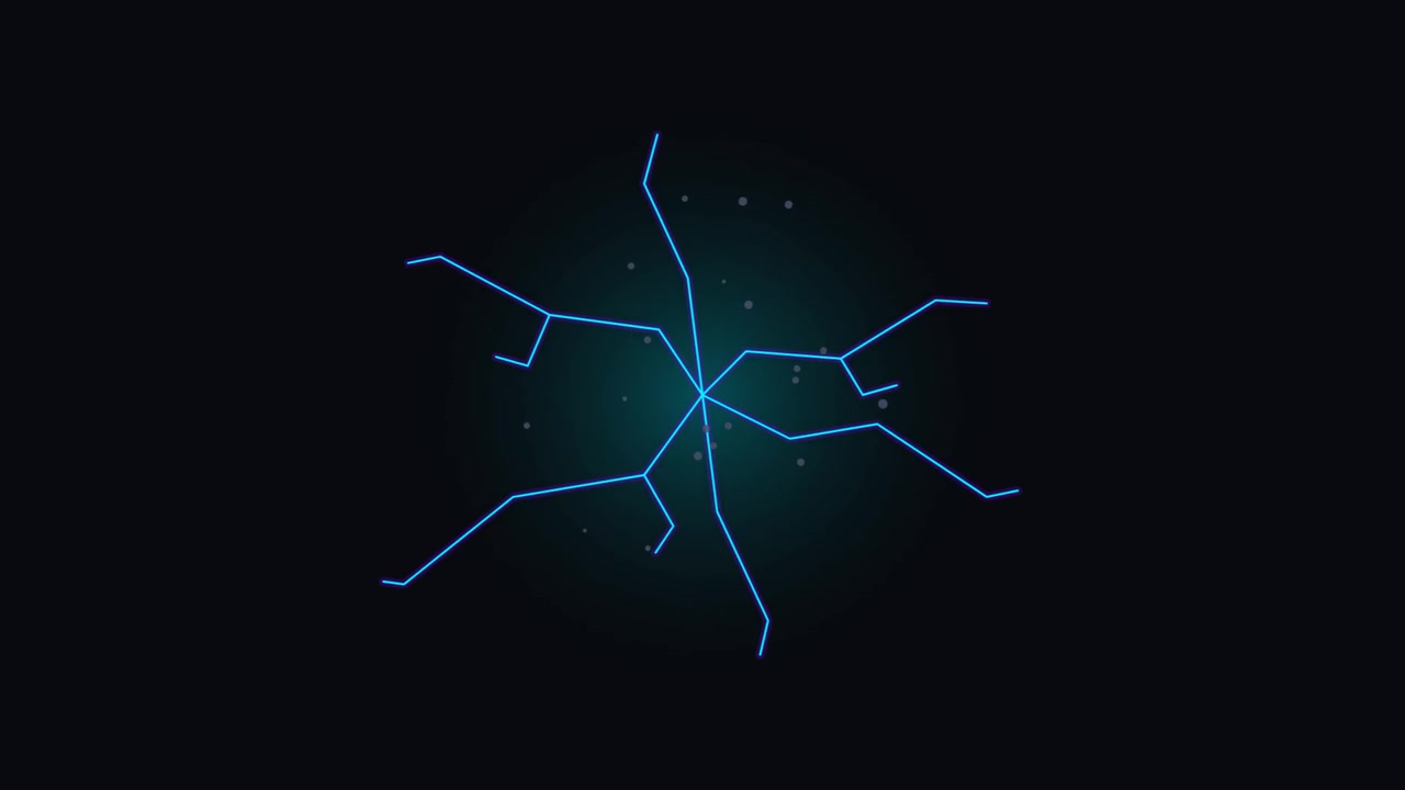 Abstract Blue Lightning Bolt Animation on Dark Background