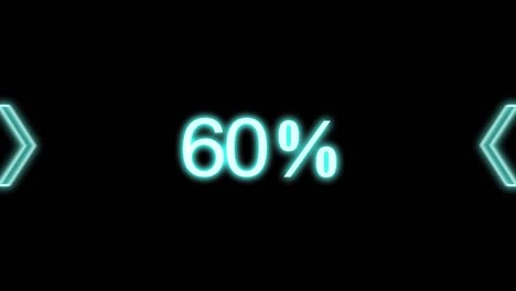 neon sign. percentage meter from 0 to 100 blue arrows animation. arrows converge  to the center with a black background. can be used to compose various media such as presentations, news, social media.