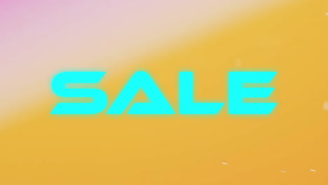 Animation of sale text over orange shapes