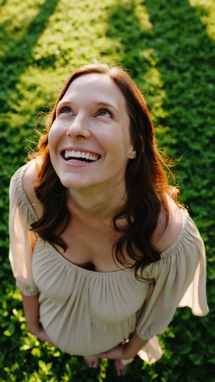 Joyful Pregnant Woman in a Sunny Outdoor Setting