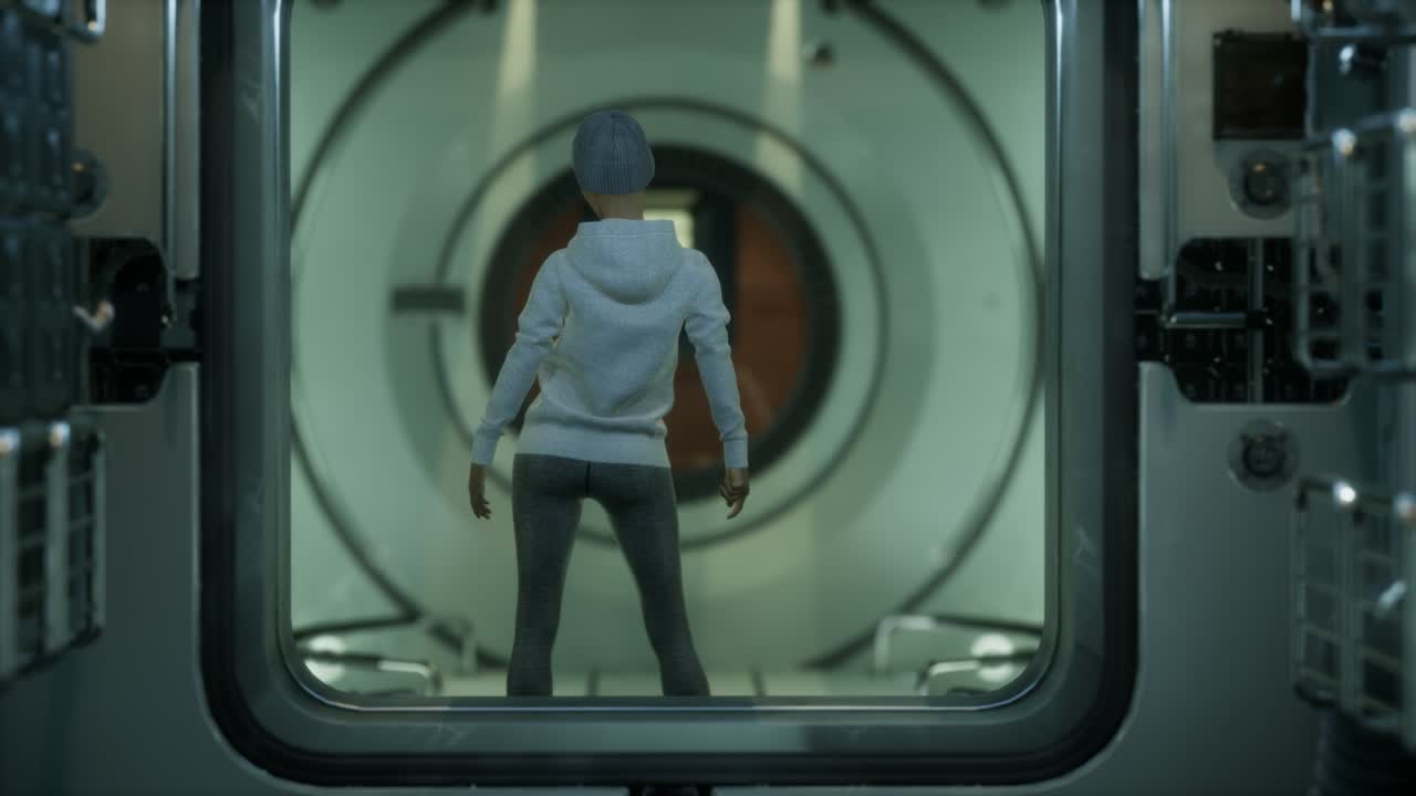 mujer astronauta en una nave espacial futurista