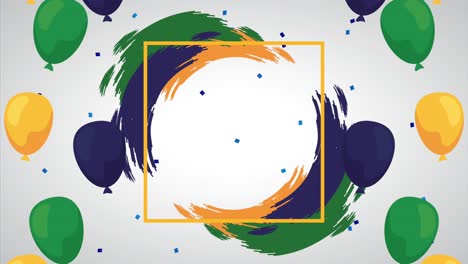 celebración del día de la independencia de brasil con colores bandera en globos helio