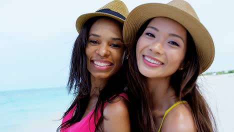 portrait of african american asian chinese girls outdoor