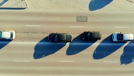 panoramic aerial footage of a busy street traffic jam road.