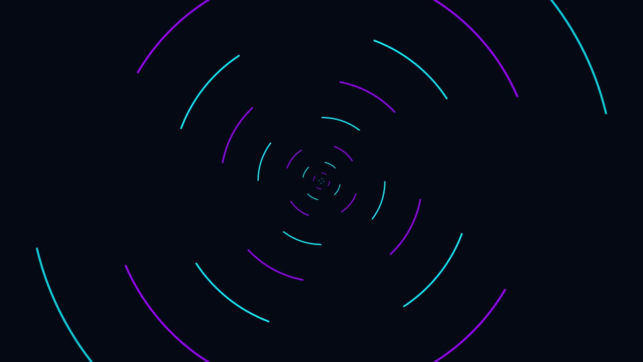 Abstract Motion Background with Rotating Neon Circular Arcs