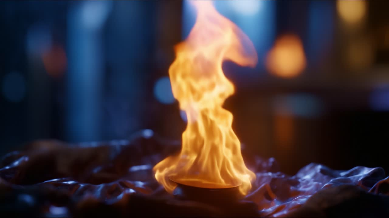 Captivating Flames Dancing in a Bowl: A Mesmerizing Display of Flickering Light and Enigmatic Shadows Creating an Enchanting Atmosphere