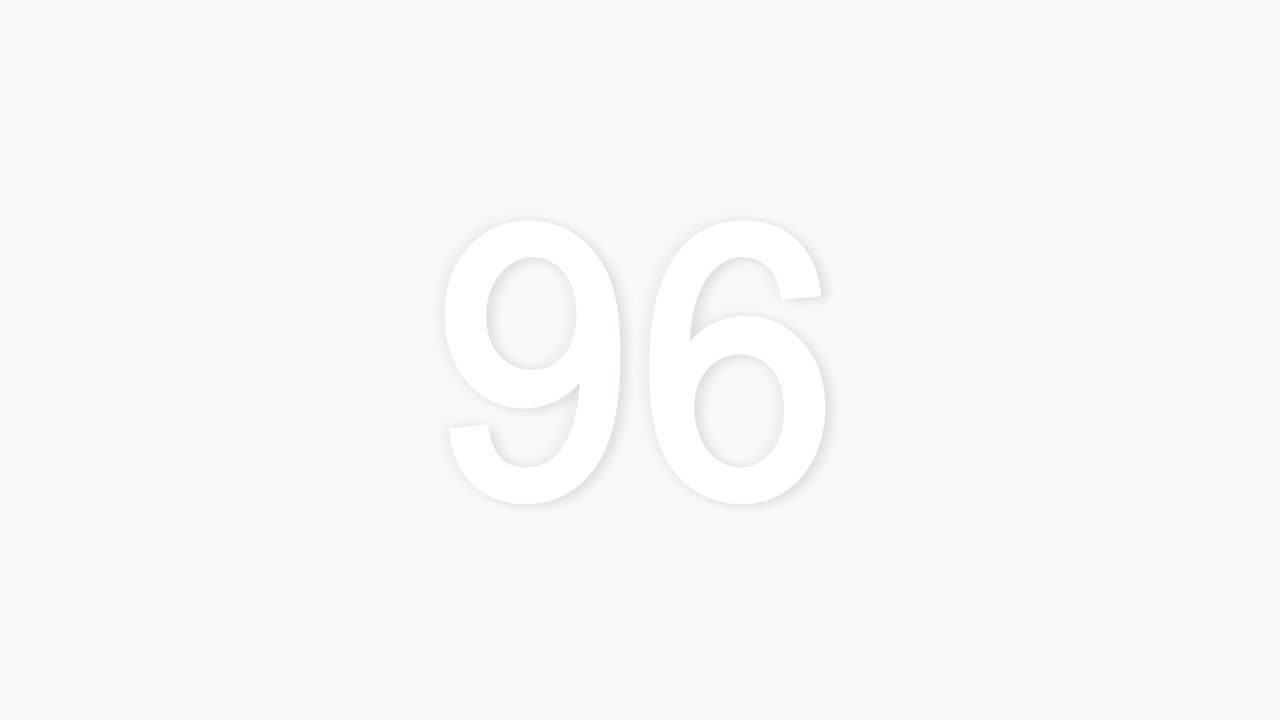 White countdown one minute animation from 100 to 0 seconds. Modern flat design with animation on white background. 4K.