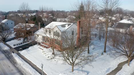 aerial of house decorated for christmas