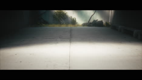 empty concrete room with sunlight and plants
