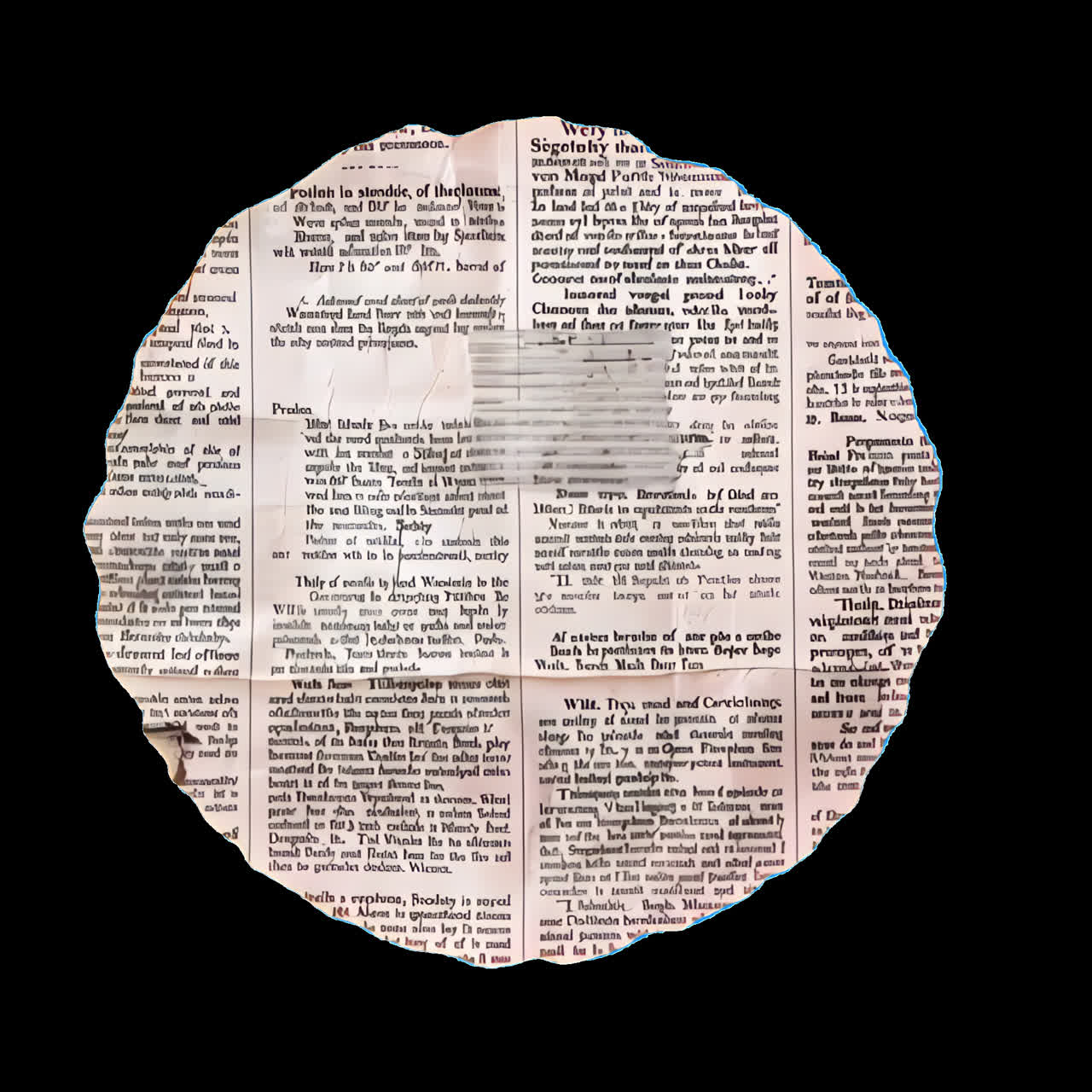 Animated Circular Old Newspaper Text on Black Background