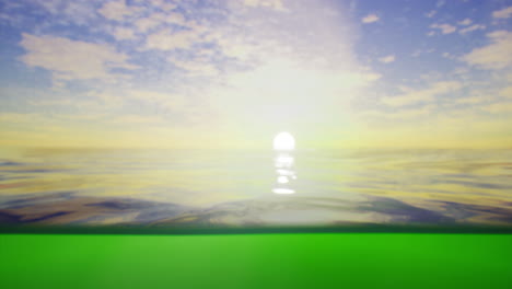 serene sunset over calm waters with gentle waves and soft clouds
