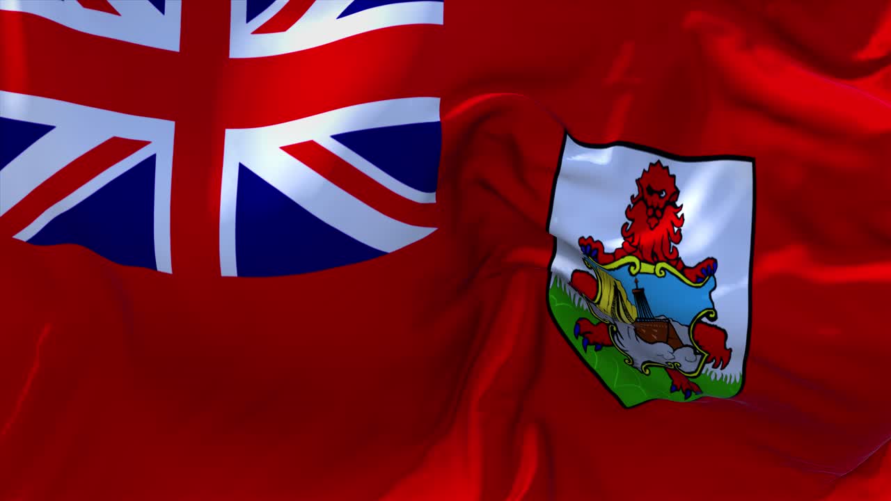 바람 속 느린 동작 애니메이션에서 버뮤다 발을 흔들고, 바람이 불어오는 날에 4k 현실적인 직물 질감 발이 부드럽게 불고, 연속적인 원활한 루프 배경.