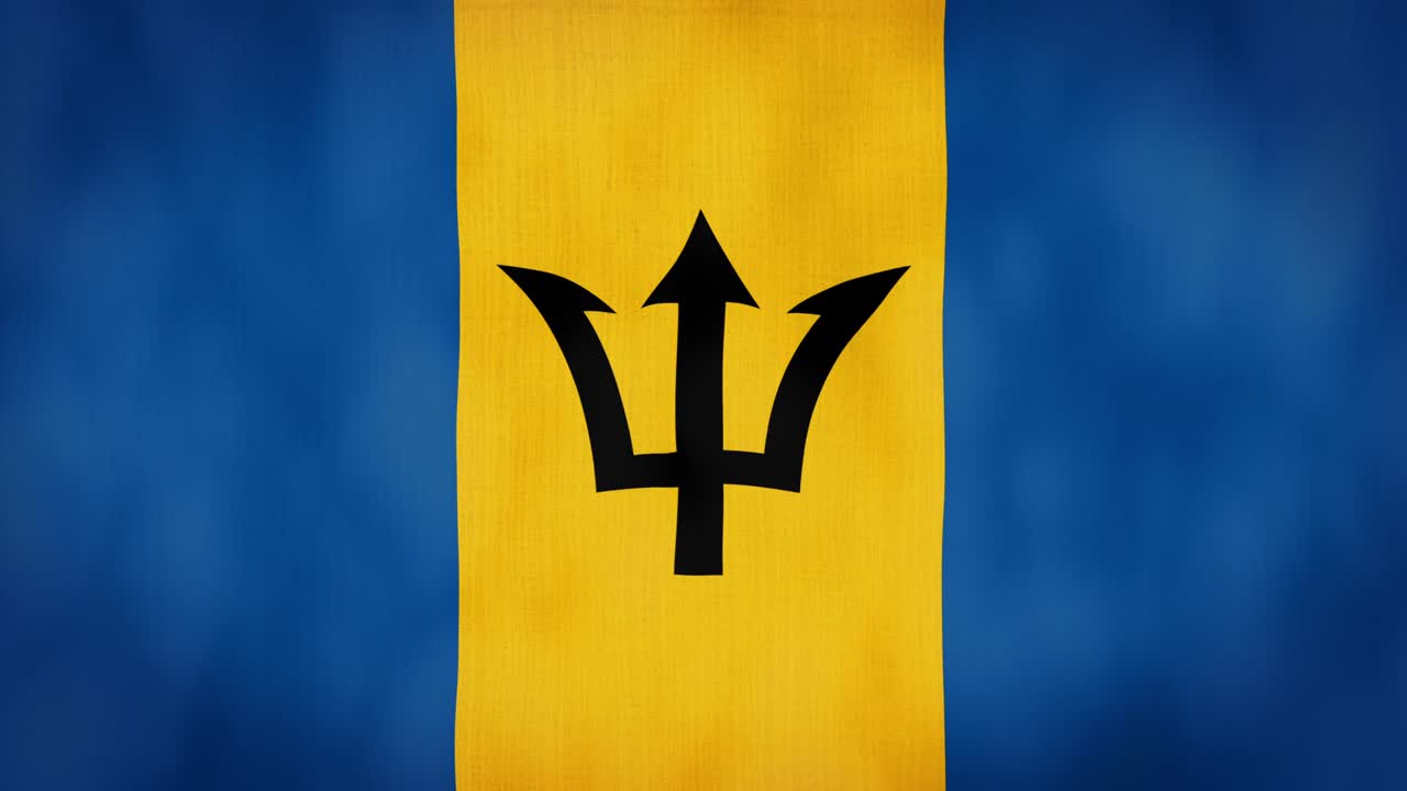 bucle, textura de tela de aspecto real y animación ondulada de la bandera de barbados