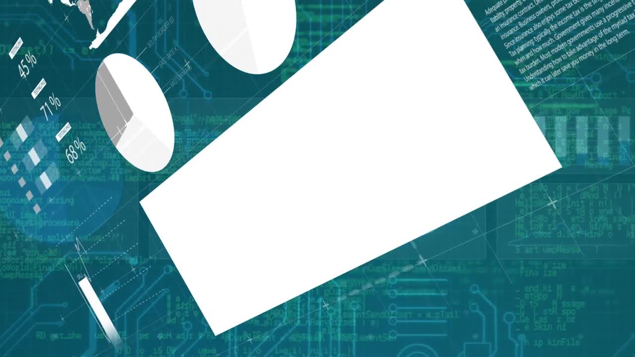 animación del procesamiento de datos financieros sobre un fondo verde