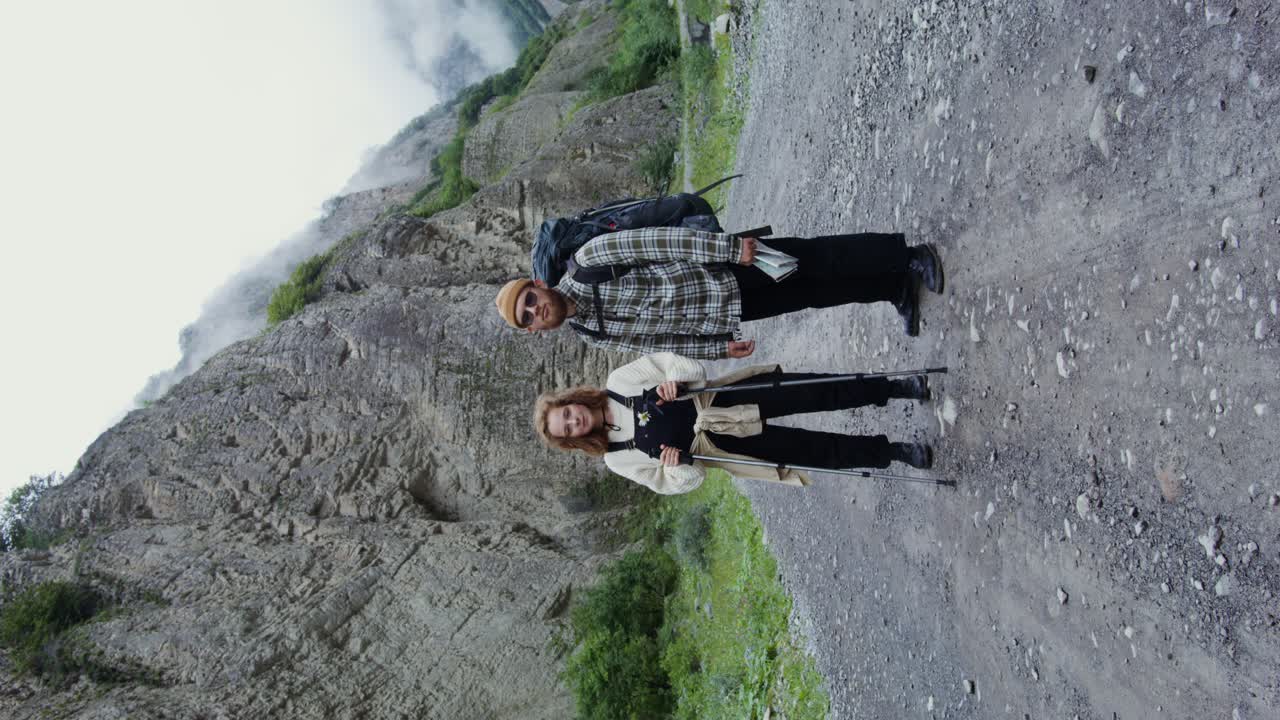 Hikers Exploring a Mountain Valley