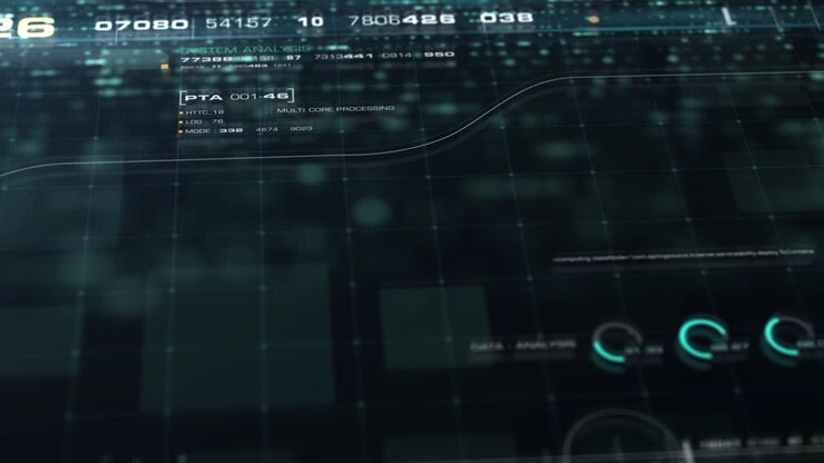 Futuristisk global kommunikasjon via bredbåndsinternettforbindelser mellom byer rundt om i verden, med et kontinentkart av matrisepartikler som bakgrunn for et head-up-display