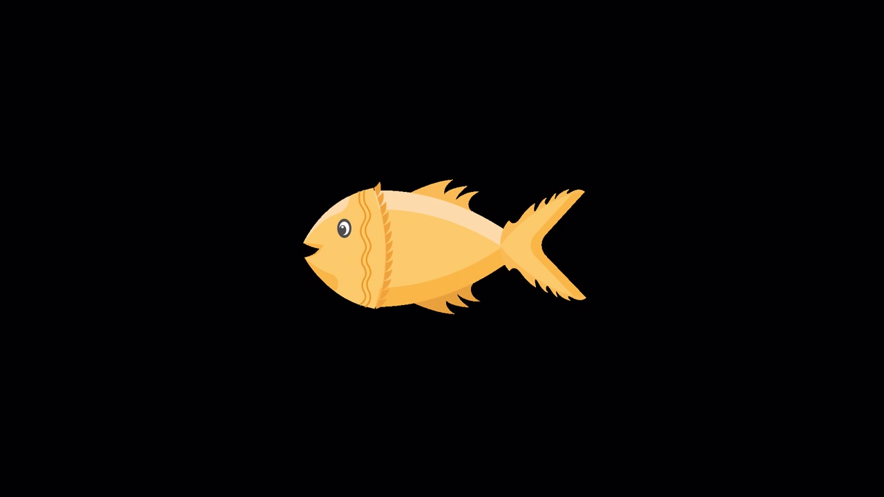 Animazione di Pesce Giallo che Appare e Scompare