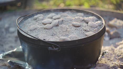 cooking in a cast iron dutch oven outside