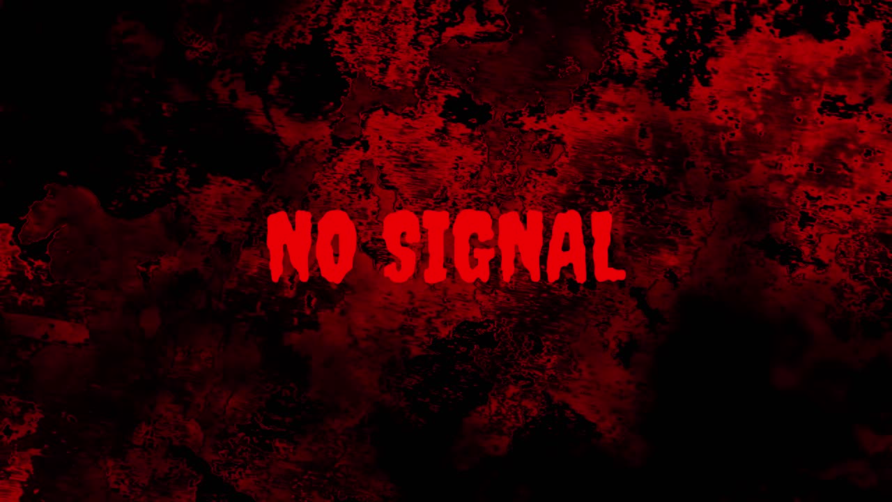 Horror Style No Signal Text with Red Grunge Glitch Effect