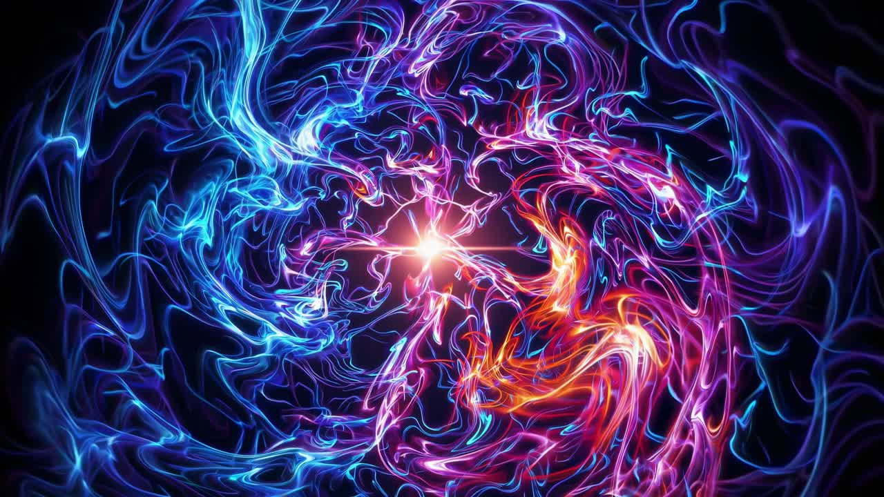 Vivid swirling neon lights forming energy vortex