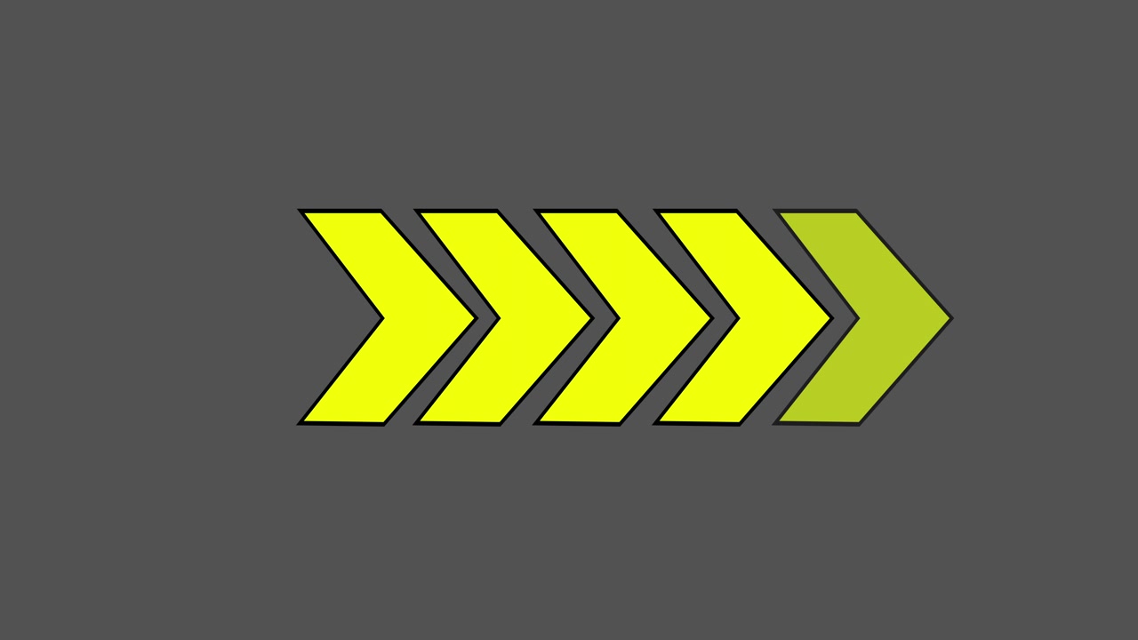 Looping Animation of Yellow Chevron Arrows on Gray Background