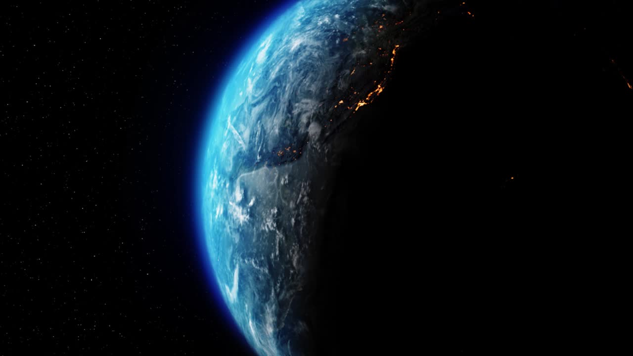 Earth rotating on Axis in space with stars Loop Animation | Premium ...