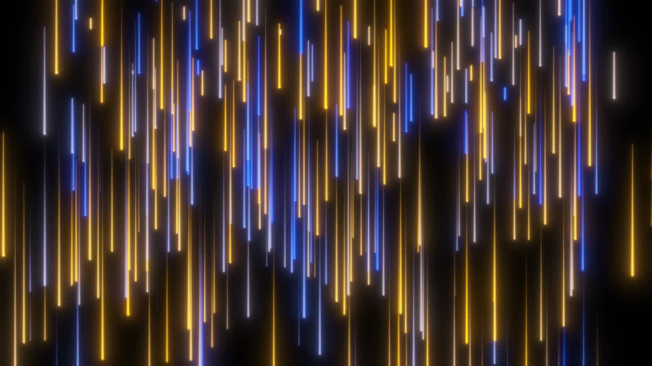 Abstract neon rain motion design background. Retro animation of glowing stripes